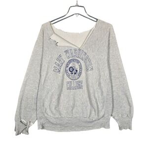 VTG 80s Mary Washington College Crewneck‎ Mens Large Distressed Thrashed Weave